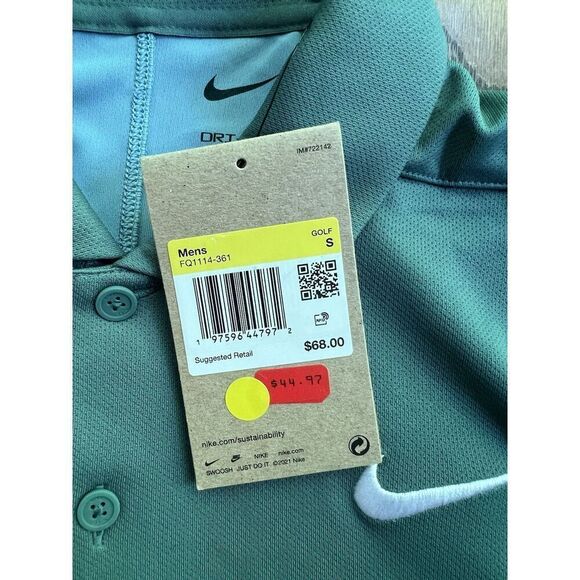 Nike Dri Fit Victory+ Block Mens Blue Navy Green Golf Polo Shirt New Size Small - Picture 2 of 6